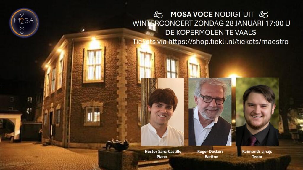 Concert Mosa Voce zondag 28 januari 2024 in de Kopermolen Vaals